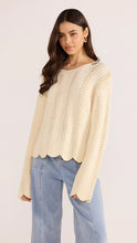 Load image into Gallery viewer, MINK PINK BROOKE CROCHET WAVE SWEATER CREAM
