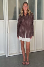 Load image into Gallery viewer, ROWIE RAMONA SILK LONG SLEEVE SHIRT CACAO SPOT
