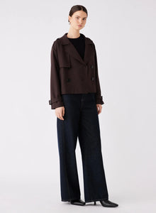 ESMAEE AVENUE CROPPED TRENCH CHOCOLATE