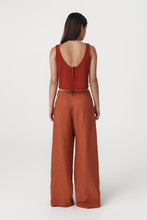 Load image into Gallery viewer, ROWIE CARLOTTA LINEN WIDE LEG PANT PAPRIKA STRIPE
