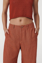 Load image into Gallery viewer, ROWIE CARLOTTA LINEN WIDE LEG PANT PAPRIKA STRIPE
