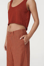 Load image into Gallery viewer, ROWIE CARLOTTA LINEN WIDE LEG PANT PAPRIKA STRIPE
