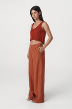 Load image into Gallery viewer, ROWIE CARLOTTA LINEN WIDE LEG PANT PAPRIKA STRIPE
