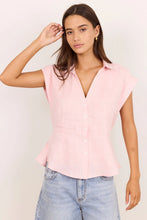 Load image into Gallery viewer, RE:UNION LABEL VILLAGER BLUSH LINEN TIE BACK SHORT SLEEVE SHIRT
