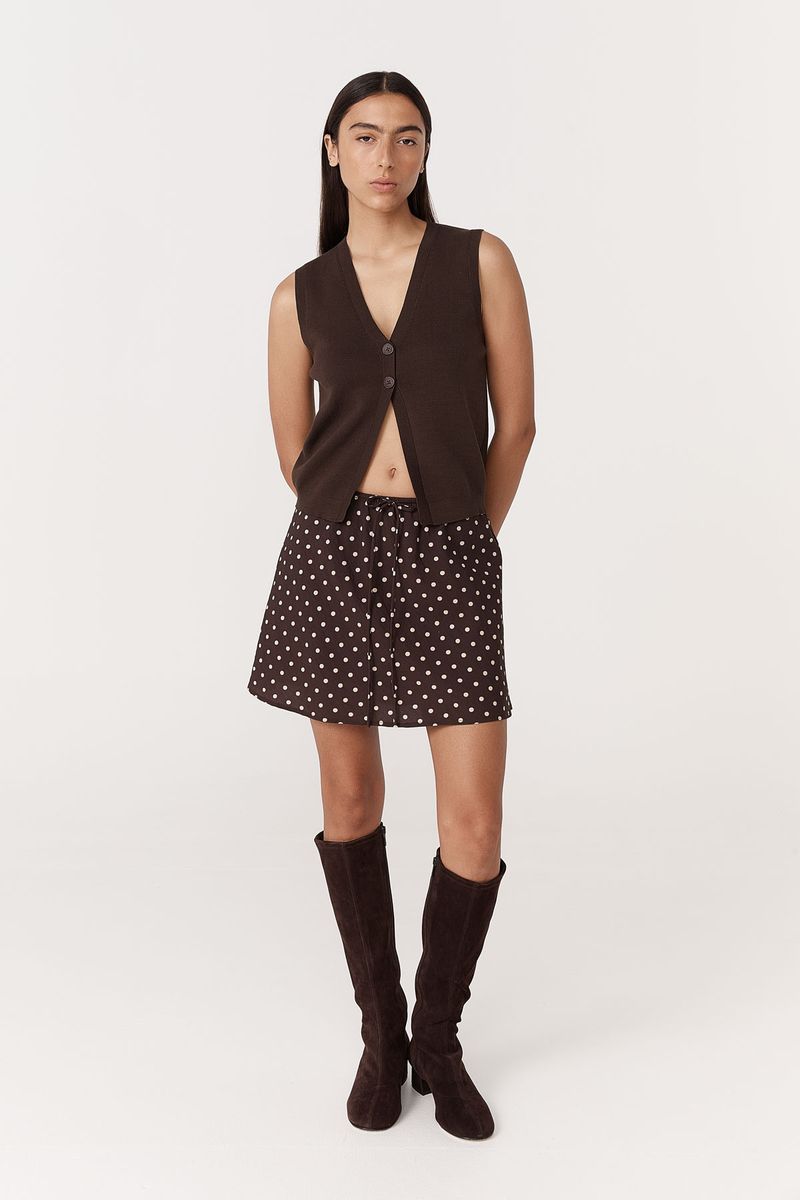 ROWIE FRANNIE SILK MINI SKIRT CACAO SPOT