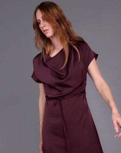 STORM DRAPE FRONT MAXI DRESS RAISIN