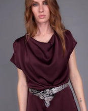 Load image into Gallery viewer, STORM DRAPE FRONT MAXI DRESS RAISIN
