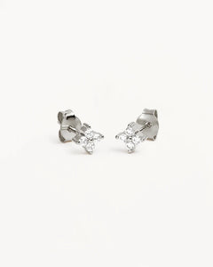 BY CHARLOTTE SILVER CRYSTAL BLOOM STUD EARRINGS