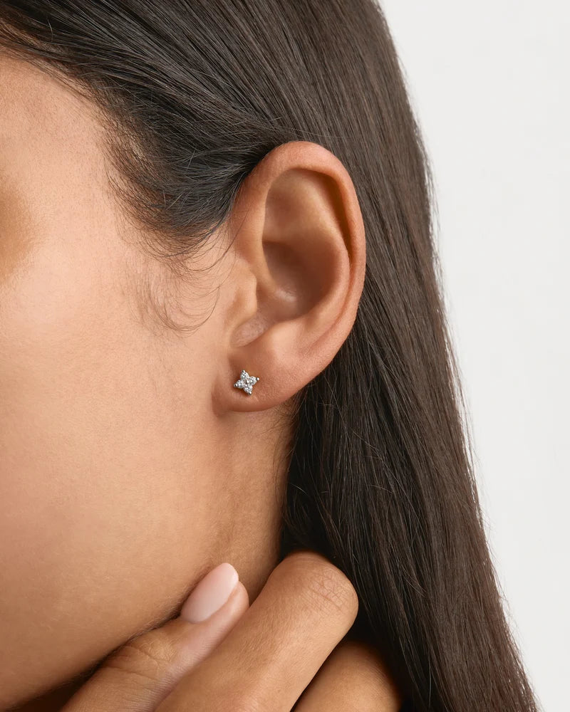 BY CHARLOTTE SILVER CRYSTAL BLOOM STUD EARRINGS