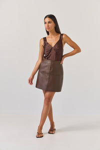 TUESDAY EMILI MINI SKIRT DARK CHOCOLATE