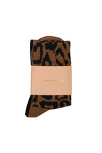 Load image into Gallery viewer, KAREN WALKER LEOPARD SOCKS 2 PACK TAN/BLACK
