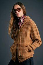 Load image into Gallery viewer, KAREN WALKER CAMPUS CABLE KNIT HOODIE TAN
