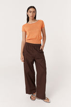 Load image into Gallery viewer, ROWIE MARYANNE BARREL LEG PANTS CHOCOLATE BROWN
