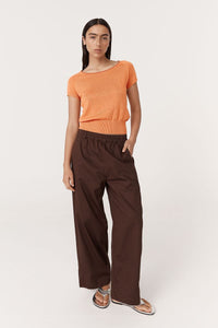 ROWIE MARYANNE BARREL LEG PANTS CHOCOLATE BROWN