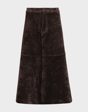 Load image into Gallery viewer, STORM FAUX SUEDE MIDI SKIRT CHOCOLATE
