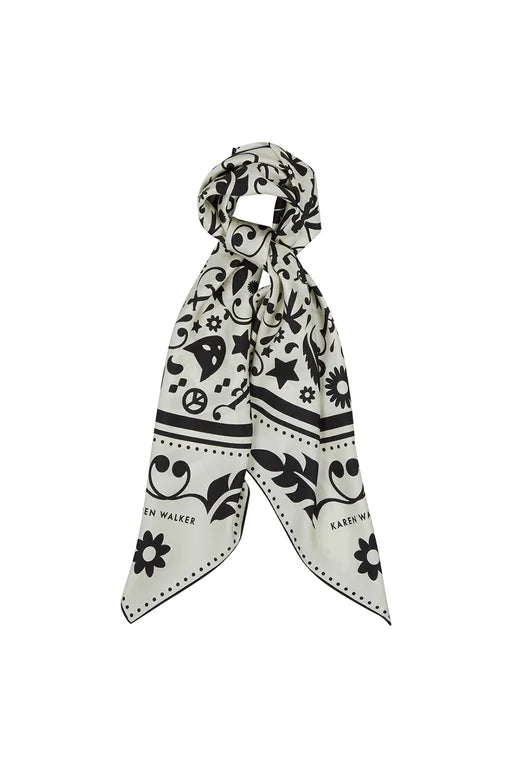 KAREN WALKER FILIGREE CLASSIC SCARF CREAM/BLACK