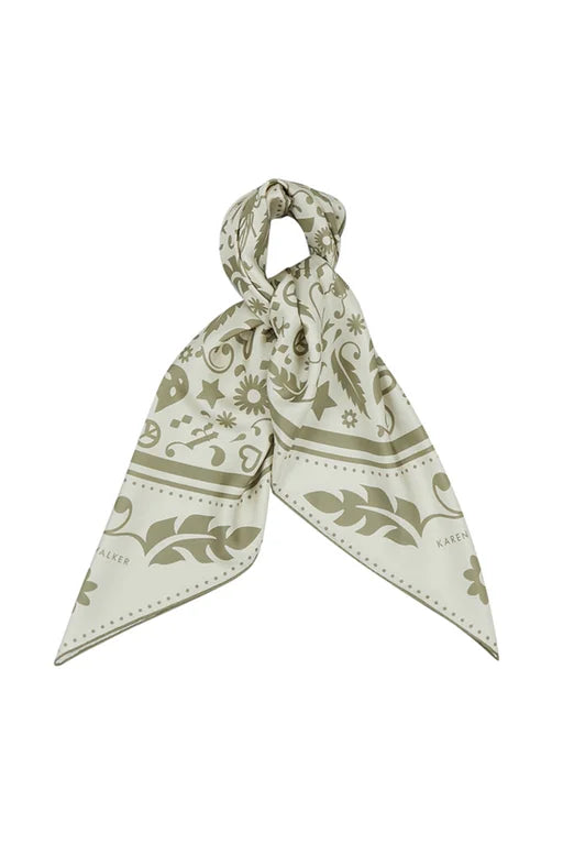 KAREN WALKER FILIGREE CLASSIC SCARF CREAM/OLIVE