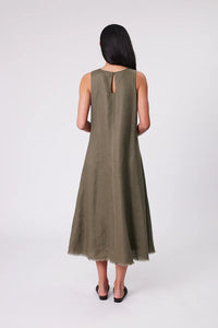 MARLOW FLORENCE LINEN DRESS KELP