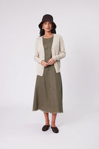 MARLOW FLORENCE LINEN DRESS KELP