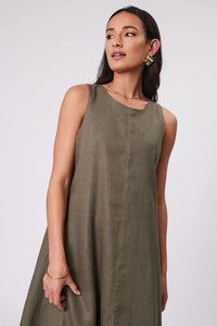 MARLOW FLORENCE LINEN DRESS KELP