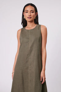 MARLOW FLORENCE LINEN DRESS KELP