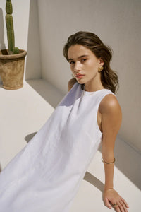 MARLOW FLORENCE LINEN DRESS WHITE