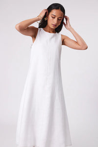 MARLOW FLORENCE LINEN DRESS WHITE