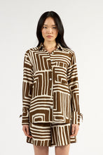 Load image into Gallery viewer, TUESDAY FORTUNE SHIRT CHOC GEO
