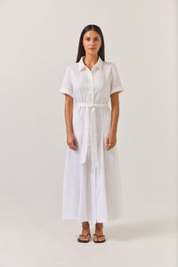 TUESDAY GODET SHIRT DRESS WHITE