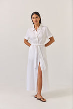 Load image into Gallery viewer, TUESDAY GODET SHIRT DRESS WHITE
