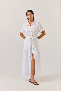 TUESDAY GODET SHIRT DRESS WHITE