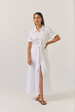 Load image into Gallery viewer, TUESDAY GODET SHIRT DRESS WHITE
