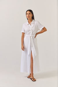 TUESDAY GODET SHIRT DRESS WHITE