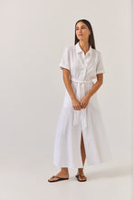 Load image into Gallery viewer, TUESDAY GODET SHIRT DRESS WHITE
