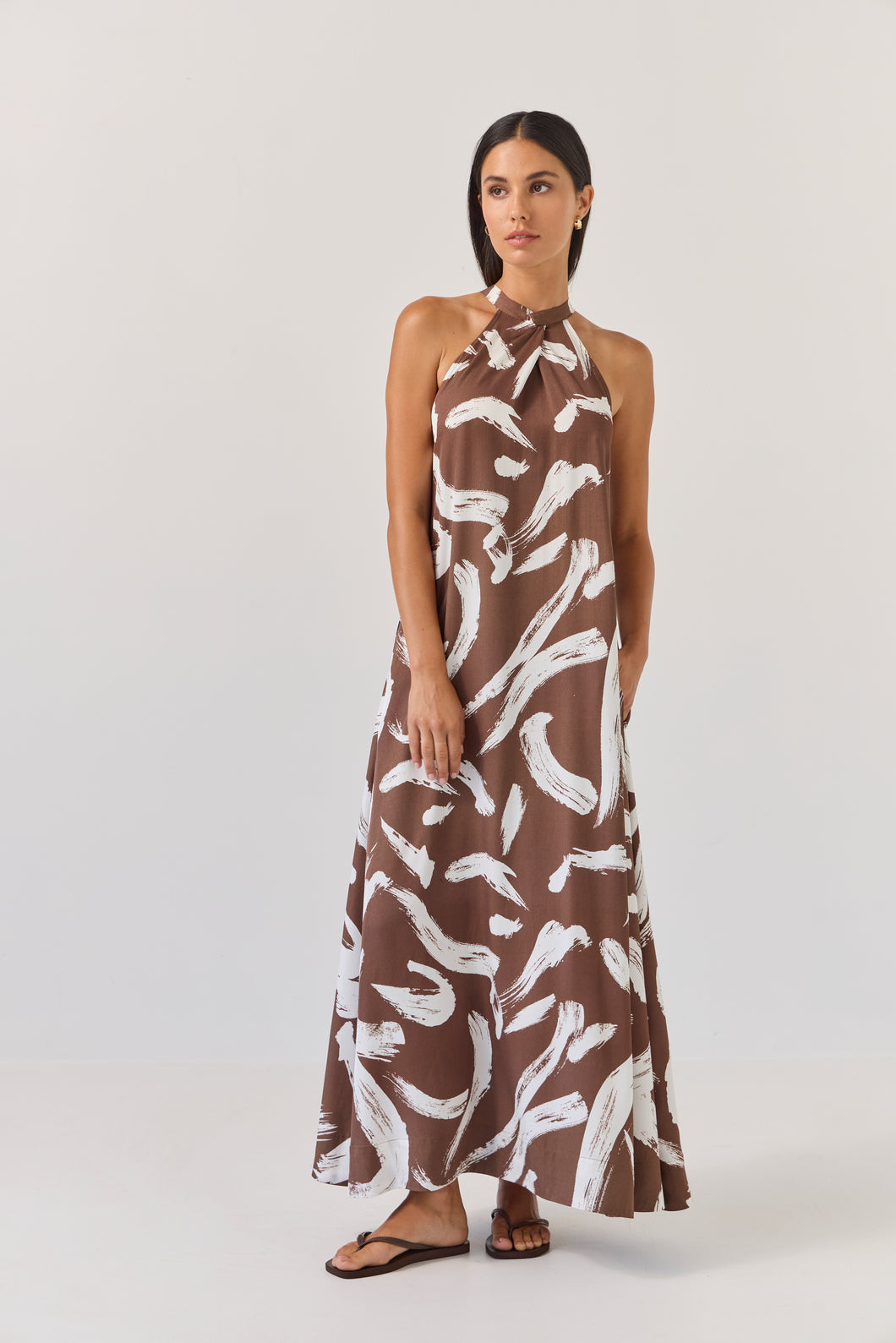 TUESDAY HALTER DRESS PAINTERLY
