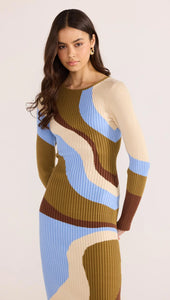 MINK PINK HANNA INTARSIA KNIT MIDI DRESS