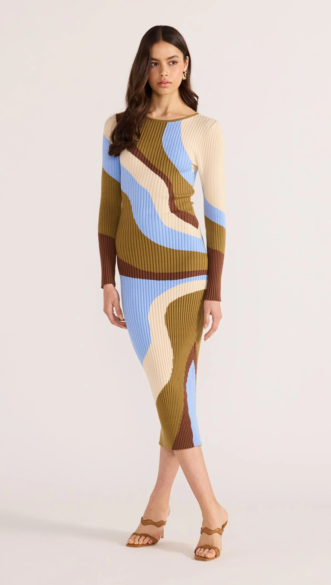 MINK PINK HANNA INTARSIA KNIT MIDI DRESS