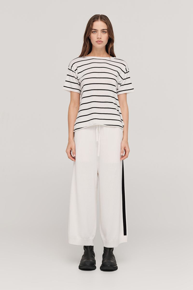 TAYLOR STRIPE SOLACE TEE BLACK/IVORY