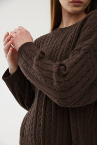 KINNEY WILLA CABLE KNIT CHOCOLATE