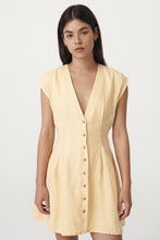 Load image into Gallery viewer, ROWIE MIRA LINEN MINI DRESS LEMON
