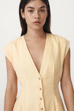 Load image into Gallery viewer, ROWIE MIRA LINEN MINI DRESS LEMON
