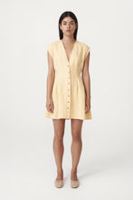 Load image into Gallery viewer, ROWIE MIRA LINEN MINI DRESS LEMON
