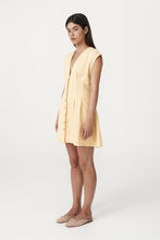 Load image into Gallery viewer, ROWIE MIRA LINEN MINI DRESS LEMON

