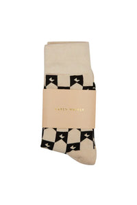 KAREN WALKER MONOGRASM SOCKS 2 PK SAND BLACK/SAND BROWN