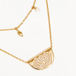 GOLD LIVE IN PEACE LOTUS NECKLACE