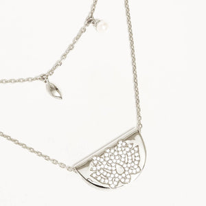 BY CHARLOTTE  SILVER LIVE IN PEACE LOTUS NECKLACE