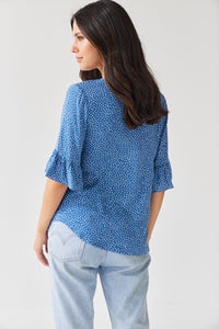 TUESDAY NARELLE TOP BLUE POLKA