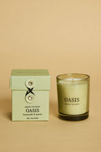 Load image into Gallery viewer, AMONG THE BRAVE OASIS HONEYSUCKLE + JASMINE 60G SOY CANDLE GREEN
