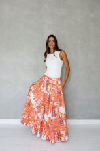 Load image into Gallery viewer, MAZU NEVER BE MAXI SKIRT ORANGE FLORAL
