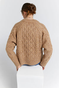 KAREN WALKER CABLE KNIT CROPPED SWEATER HONEY MARLE